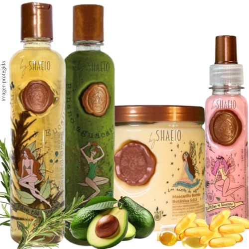 RITUAL BOTANICO Kit Crecimiento Acelerado y Reparacin S.O.S.: Shampoo de Romero, Mascarilla para el Cabello con Colageno, Acondicionador Intensivo PLEX, Termoprotector para cabello (Incluye Obsequio)