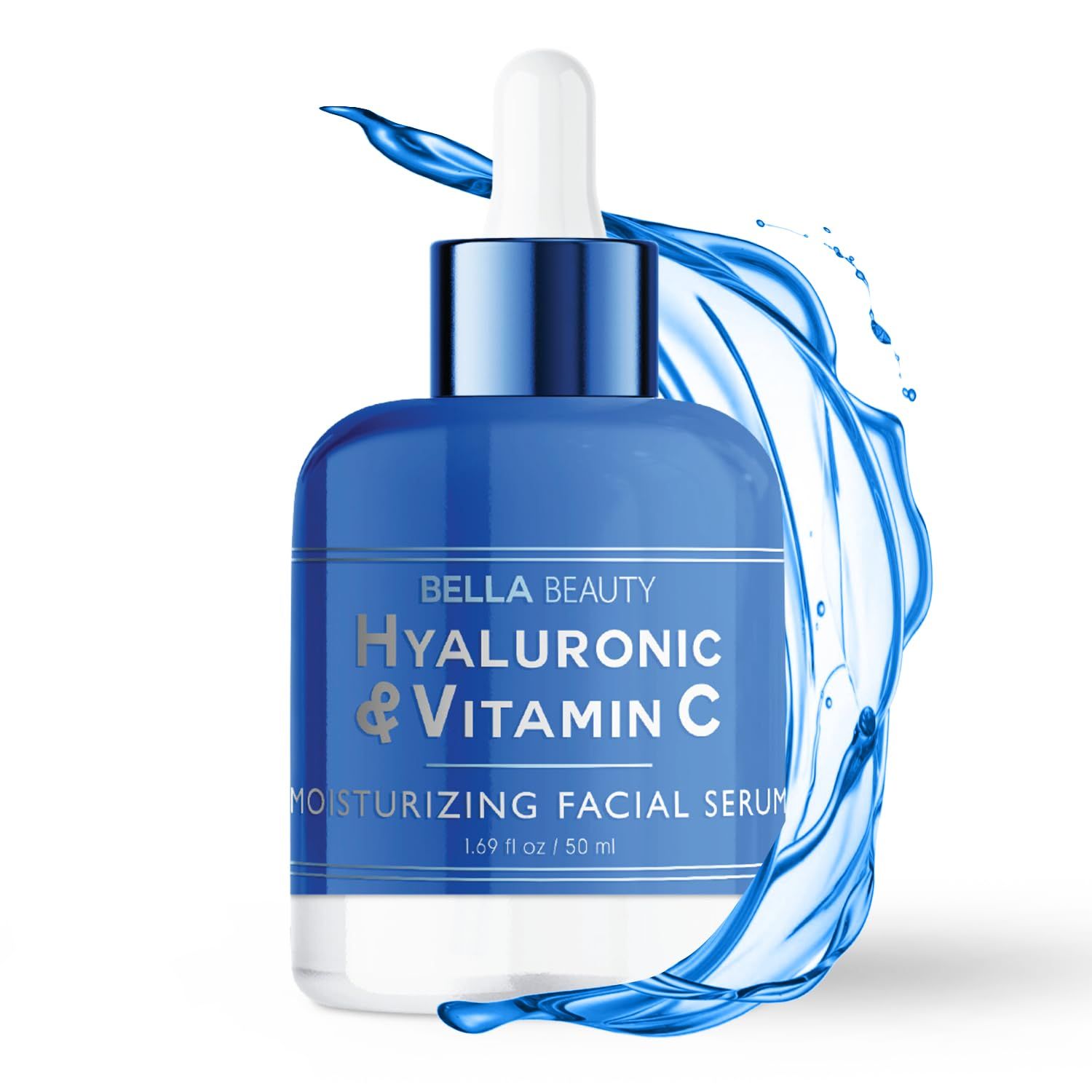 Bella Beauty Hyaluronic Acid Vitamin C Moisturizing Facial Serum - Hydrating, Reduces Wrinkles Fine Lines, Boosts Collagen - Dermatologist Tested, Korean Skin Care for All Skin Types - 1.69 Fl. Oz