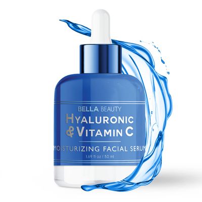 Bella Beauty Hyaluronic Acid Vitamin C Moisturizing Facial Serum - Hydrating, Reduces Wrinkles Fine Lines, Boosts Collagen - Dermatologist Tested, Korean Skin Care for All Skin Types - 1.69 Fl. Oz