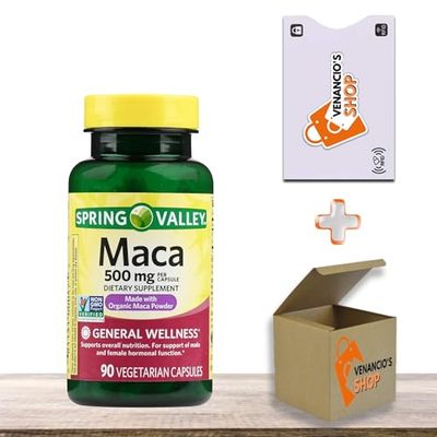 Spring Valley Maca Root 500mg Capsules, Organic Maca Root for Women and Men, Dietary Supplement, 90 Pills (Pack of 1)