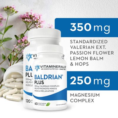 Vitaminerals 33 Baldrian Plus Natural Relaxing Support Standardized Valerian Extract (120)