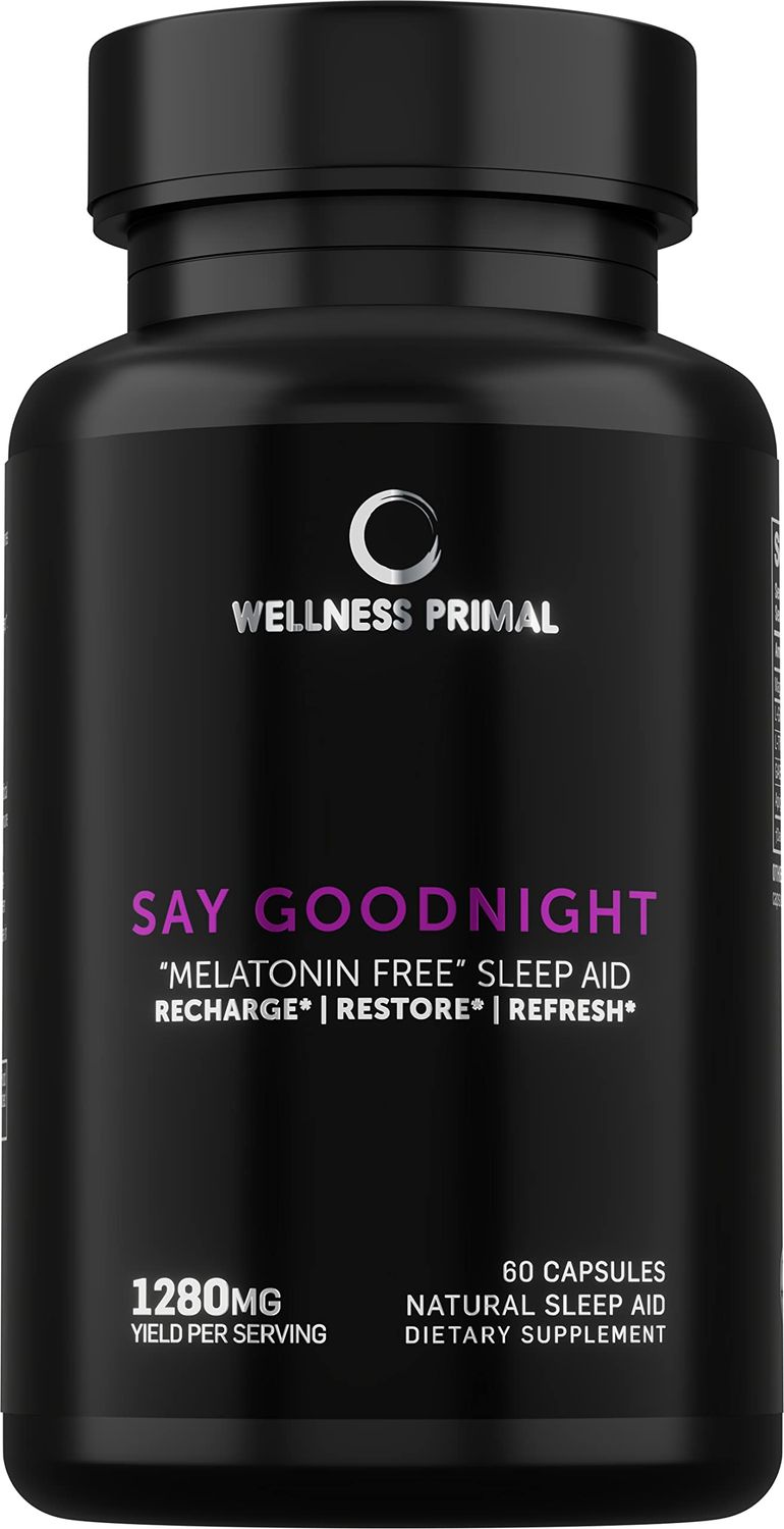 Wellness Primal Natural Sleep Aid for Longer, Restful Sleep Stress Relief wMagnesium, GABA, L-Glycine, L-Theanine Apigenin. MELATONIN Free (60 Vegan Capsules) (1)