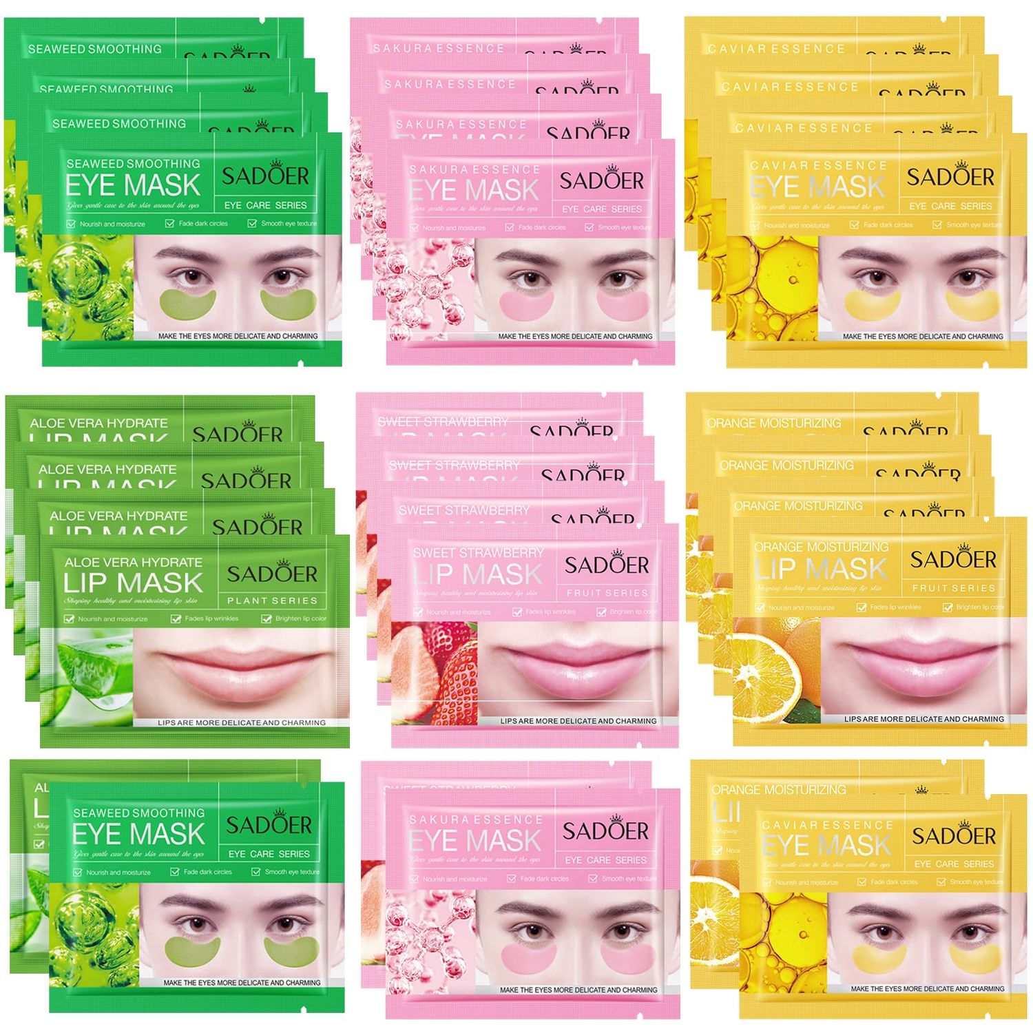 30 PCS Eye Masks Lip Mask,Under Eye Patches for Reducing Fine Lines and Dark Circles,Gel Crystal Lip Care Pads Mask Bulk for Moisturizing, Spa or Wrinkles Patches for Women Mother&#39;s Day Gifts