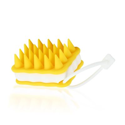Silicone Scalp Massager Shampoo Brush for Shower, Scalp Scrubber with Soft Bristles for Hair Growth Dandruff Treatment, Wet Dry Hair Massager for All Hair Types of Women Hair Brushes (Yellow)