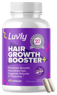 Luvly Hair Growth Booster Natural Hair Growth Vitamins for Women with Thinning Hair - Biotin Vitamin Supplements with Plant Based Complex for Thickening, Longer, Stronger Hair Skin Nails - Non-GMO
