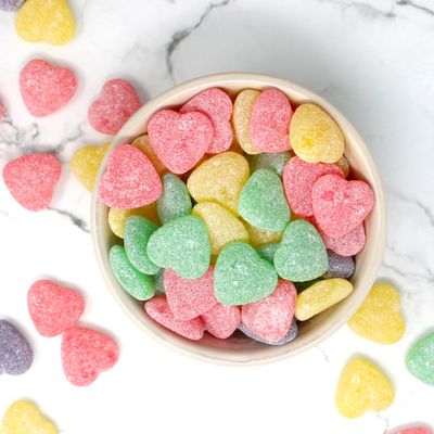 Heart-Shaped Jellies - 7.05 oz - Assorted Colors (Pink, Purple, Green, Yellow) - Heart Jellybean Starch Candy - Made in Brazil