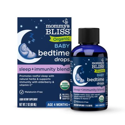 Mommy&#39;s Bliss Organic Baby Bedtime Drops Overnight Immunity Support, Promotes Restful Night, Melatonin Free, Age 4 Month, 2 Fl Oz
