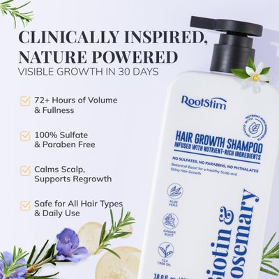 Biotin Rosemary Shampoo for Hair Growth: Hair Loss Shampoo for Thinning Hair Infused with Natural Nutrient Rich Ingredients for Hair thickening Sulfate Free 10 fl oz