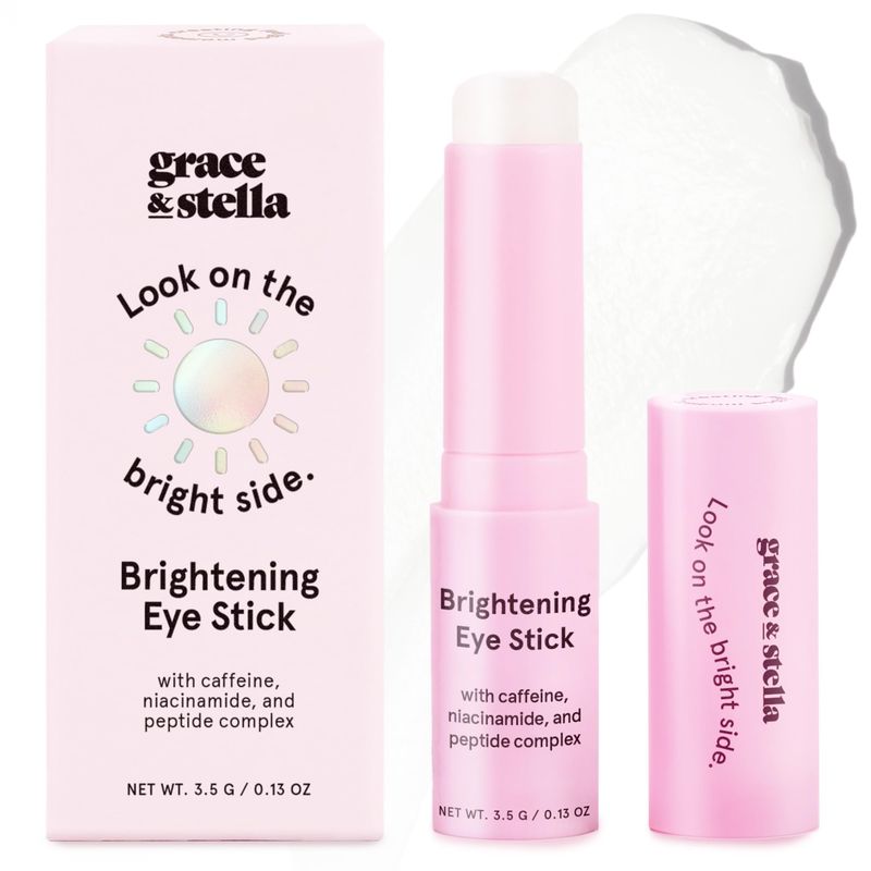 grace stella Under Eye Brightener Balm Stick - Caffeine Eye Cream for Dark Circles, Puffiness, Wrinkles - Moisturizer Stick with Niacinamide, Hyaluronic Acid, Peptides - Vegan Skincare (0.13oz3.5g)