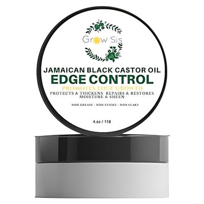 Grow Sis Edge Tamer with Black Castor Oil and Aloe Vera - Hair Edge Control for Natural Hair - Edge Gel with Strong Hold - Hair Growth Support Formula - 4 oz