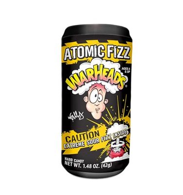 WARHEADS Atomic Fizz - Extreme Sour Fizzing Hard Candy - Sour Apple, Black Cherry, Blue Raspberry, Lemon Watermelon Flavors - 1.48 oz Canister