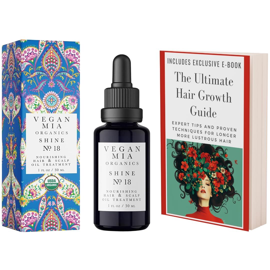 USDA Organic Rosemary Oil for Hair Growth with Castor, Jojoba More by Vegan Mia for Intense Nourishment Dry Scalp Treatment - Get Healthier, Thicker Shiny Hair Naturally (with Exclusive eBook)