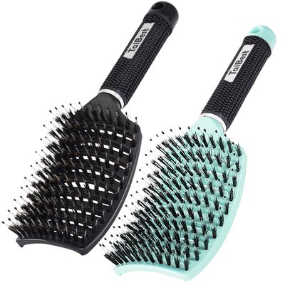 TaiBest Boar Bristle Hair Brush Set - DryWet Hair Brush Detangler for Fine, Thick, Curly Hair - Curved and Vented Hair Brush for Women, Men or Kids