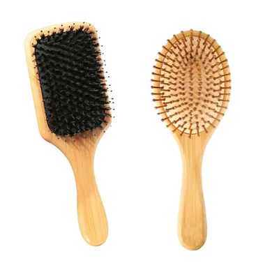 2pcs Bamboo and Boar Bristle Hair brush, for Wet or Dry Curly Thick Smooth Hair, Best Gift for Family