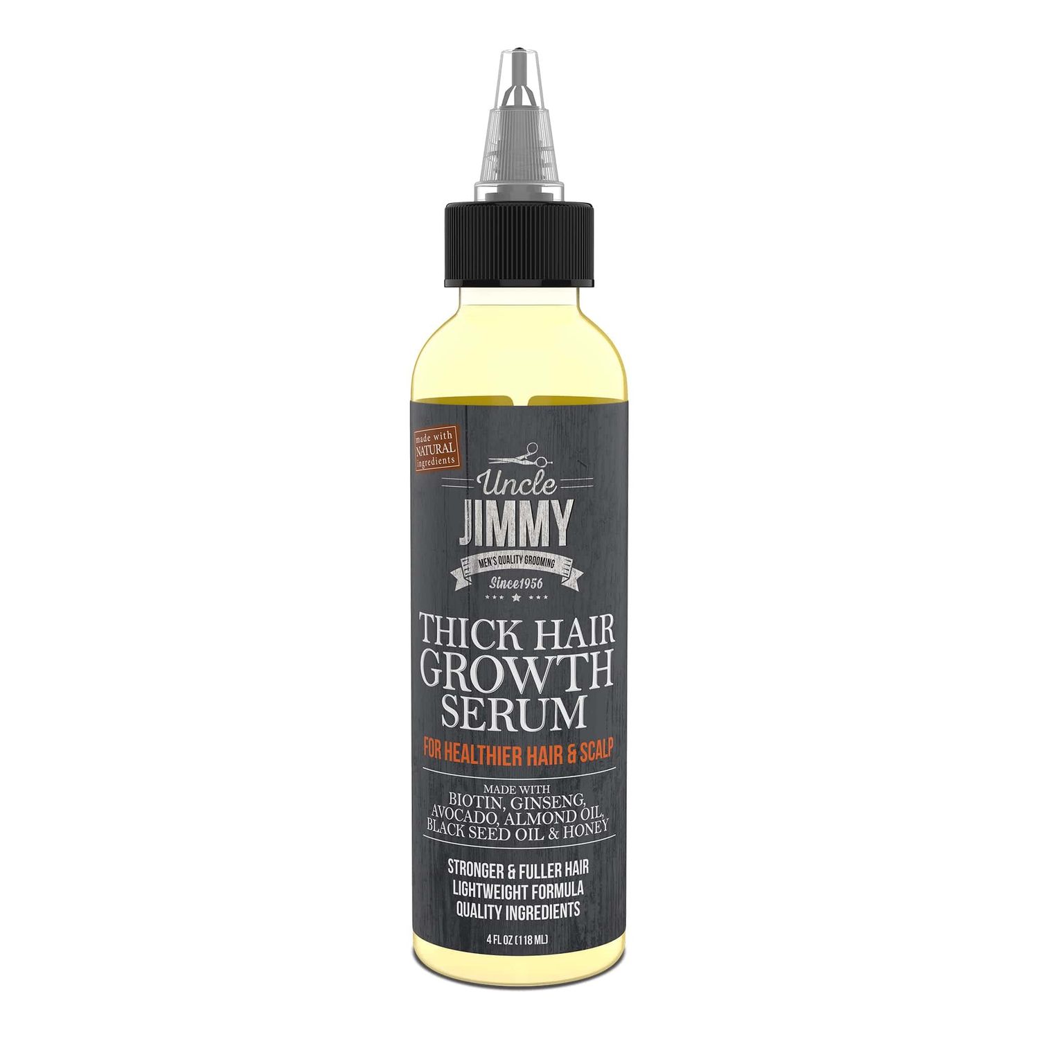 Uncle Jimmy Thick Hair Growth Serum, Hair Growth Treatment, Anti Hair Loss, Promotes Thicker, Stronger Hair for Men Women 4 Fl Oz