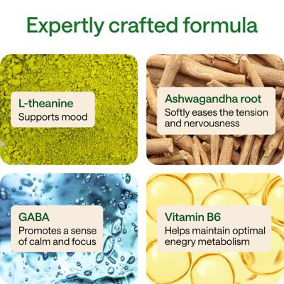 WONDER FAMILY Ashwagandha, GABA, L-Theanine Supplement Complex - Ashwagandha Supplements for Sleep, Mood, Bodily Comfort - Ashwa 400mg, L Theanine 100 mg, 2.5X GABA 100mg - 60 Capsules