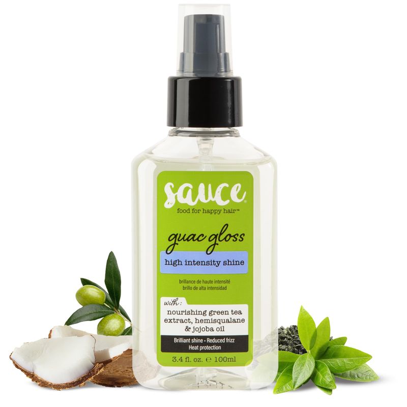 SAUCE BEAUTY Guac Hair Gloss, 3 Fl Oz High Intensity Shine, Jojoba Oil, Green Tea Extract Squalane to Smooth, Boost Shine Control Frizz for Sleeker, Softer, More Manageable Hair, Vegan Formula