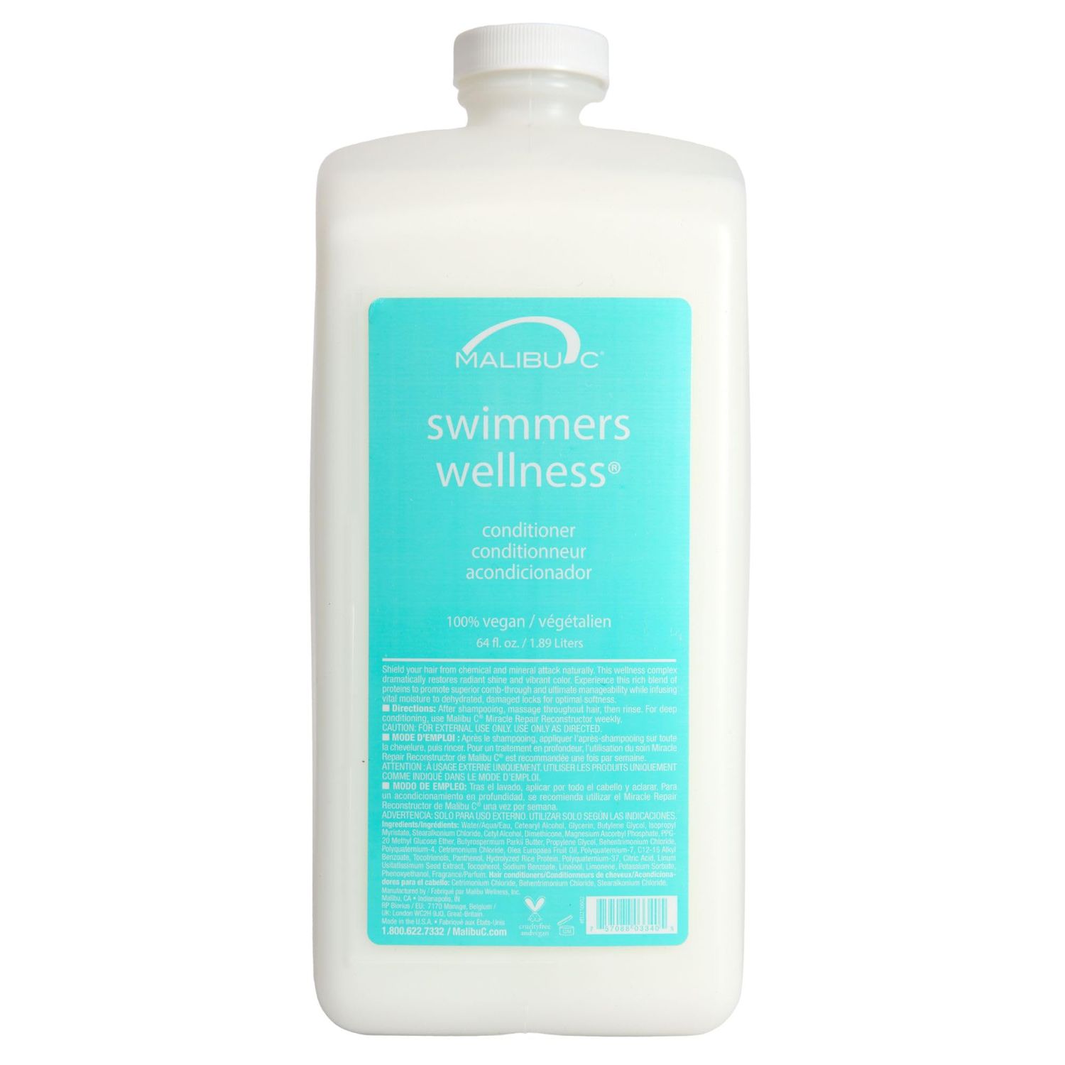 Malibu C Swimmers Wellness Conditioner (64 oz) - Moisturizing Conditioner for Swimmers - Strengthening Proteins Help Prevent Brittle, Dry Hair from Swimming