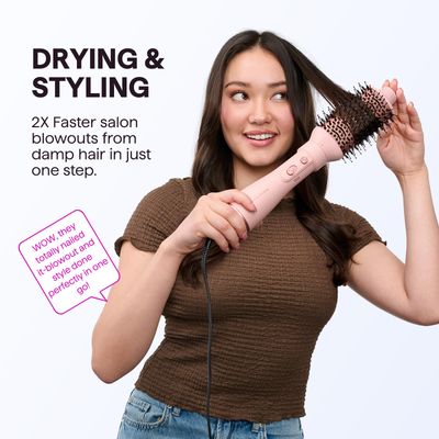 Blow Dryer Brush Set, Wavytalk Air Sculpt 5-in-1 Hot Air Brush Set, Multi Hair Styler for Salon Blowouts, Smooth Curls, Volumizing and Straightening, Sleek and Less Frizz, Pink