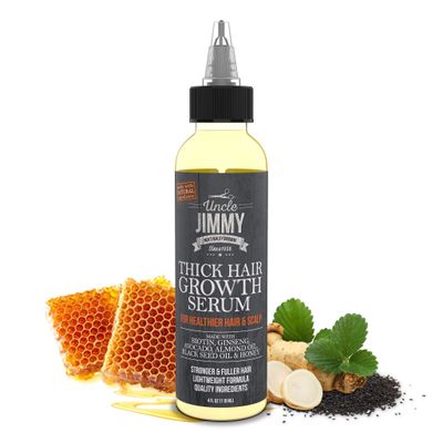 Uncle Jimmy Thick Hair Growth Serum, Hair Growth Treatment, Anti Hair Loss, Promotes Thicker, Stronger Hair for Men Women 4 Fl Oz
