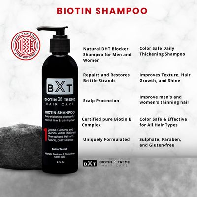 Biotin X Treme Hair Natural Shampoo for Hair Loss Thinning Hair - Color-Safe, DHT Blocker, Sulfate-Free, Paraben-Free - For Men Women - Promotes Hair Growth, Strengthens, and Thickens - 16 oz