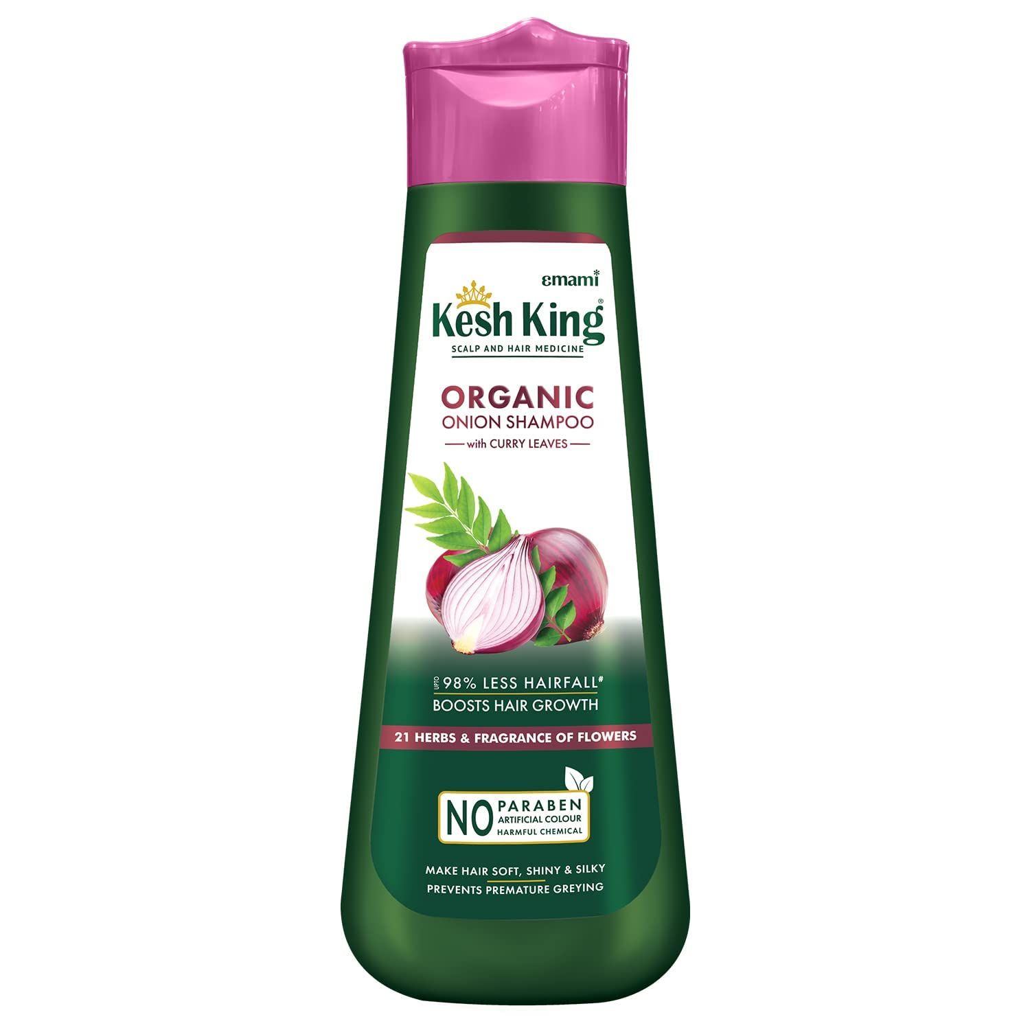 Kesh King Organic Onion Shampoo Controls Hair Fall Supports Hair Growth Enriched with Curry Leaves Herbal Extracts Repairs Damage, Reduces Breakage Adds Shine 10.14 Fl Oz (300ml)