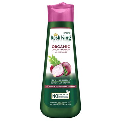 Kesh King Organic Onion Shampoo Controls Hair Fall Supports Hair Growth Enriched with Curry Leaves Herbal Extracts Repairs Damage, Reduces Breakage Adds Shine 10.14 Fl Oz (300ml)