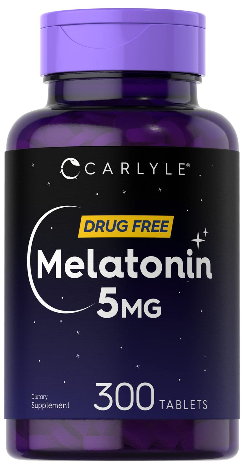 Carlyle Melatonin 5mg 300 Tablets Drug Free Supplement Vegetarian, Non-GMO, Gluten Free