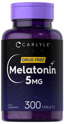 Carlyle Melatonin 5mg 300 Tablets Drug Free Supplement Vegetarian, Non-GMO, Gluten Free