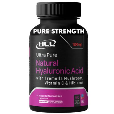 Natural Hyaluronic Acid Supplement 5X Stronger Hydration Pills from Pure Tremella Mushroom with Vitamin C Hibiscus - Skin Supplement Anti Wrinkle Dietary Capsules - hair nails vitamins