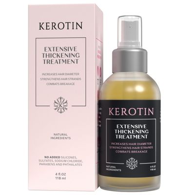 Kerotin Hair Thickening Spray with Keratin for Fine Thin Hair Growth in Women, Heat Protectant, Repair Mist for Volume, Body Shine, Diameter Booster, Natural, Sulfate Cruelty Free, Made in USA