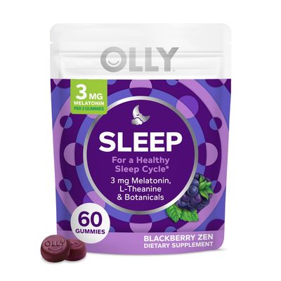 OLLY Sleep Gummy, 3 mg Melatonin, L-Theanine, Chamomile, and Lemon Balm Extracts, Blackberry Flavor, 30 Day Supply - 60 Count