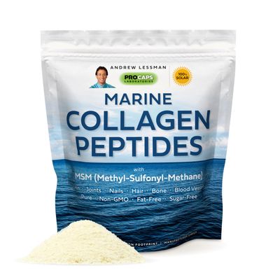 ANDREW LESSMAN Marine Collagen Peptides Powder and MSM 240 Servings - Supports Radiant Smooth Soft Skin, Comfortable Joints. Pure. Super Soluble No Fishy Flavor No Additives Non-GMO