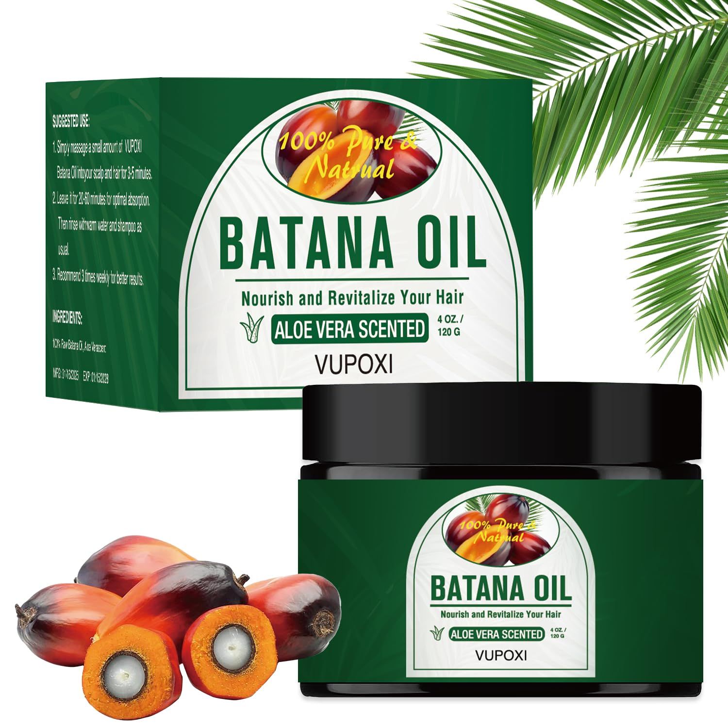 Batana Oil for Hair Growth - Dr. Sebi Pure Batana Oil from Honduras - Unrefined Raw Hair Oil Prevents Hair Loss - Promotes Hair Thickness - 100 Natural Organic Hair Oil Cream - 4 fl oz