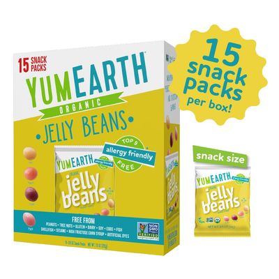 YumEarth Organic Jelly Beans - Fruity Candy Snack Packs, Gluten Free Snacks for Kids - Allergy Friendly, Non-GMO, No Artificial Flavors or Dyes - Assorted Flavors, 7.5 oz. (Pack of 15)