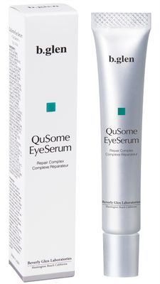 b.glen QuSome Eye Serum (12g0.42Oz.) Smooths Fine Wrinkles and Dry Skin Around The Eye Area. Moist yet Stretchy Textured with a Slightly Pink Hue from The Materra Powder.