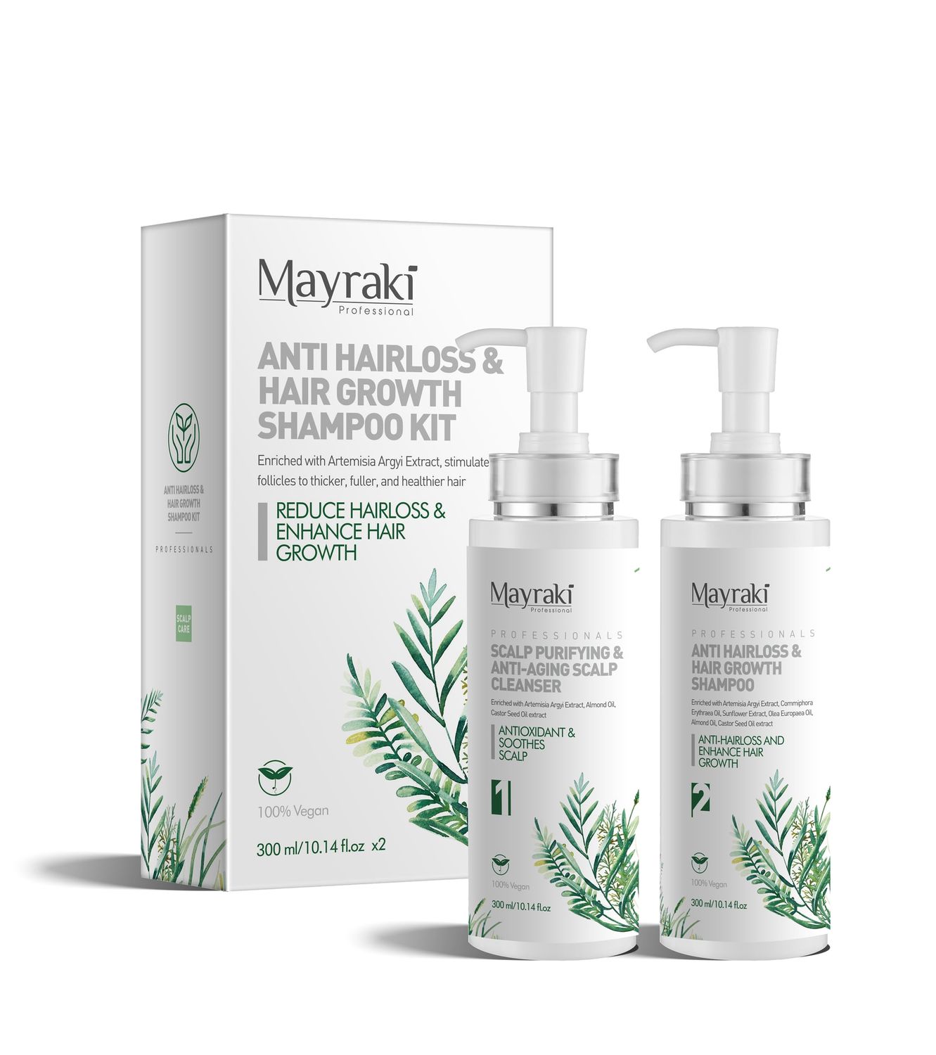 Mayraki Anti Hair Loss Volumizing Shampoo Kit for Color-Treated Hair Clarifying Growth Shampoo For Fuller, Thicker Hair 300 ml 10.14 fl.oz x2