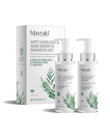 Mayraki Anti Hair Loss Volumizing Shampoo Kit for Color-Treated Hair Clarifying Growth Shampoo For Fuller, Thicker Hair 300 ml 10.14 fl.oz x2