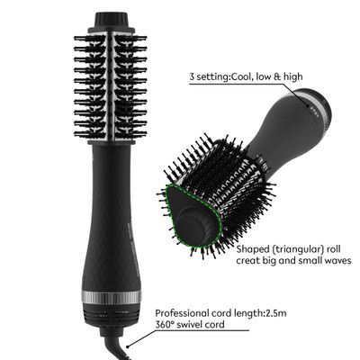 AINA Hot air Brush, Blow Dryer 65MM 2-in-1 Titanium Brush Dryer, 3 Heat Settings 360 Vented Airflow 110VALCI Plug