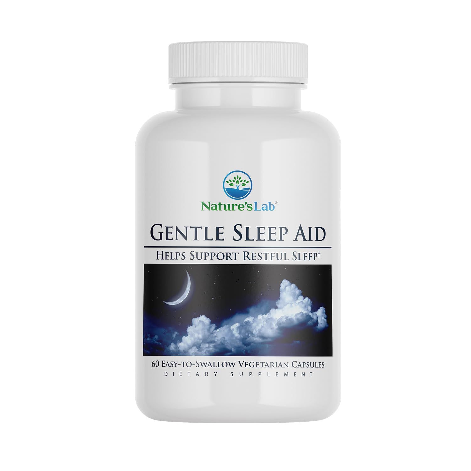 Nature&#39;s Lab Gentle Sleep Aid 60ct (30 Day Supply) - Melatonin, GABA, L-Theanine, Valerian Root, Chamomile and More