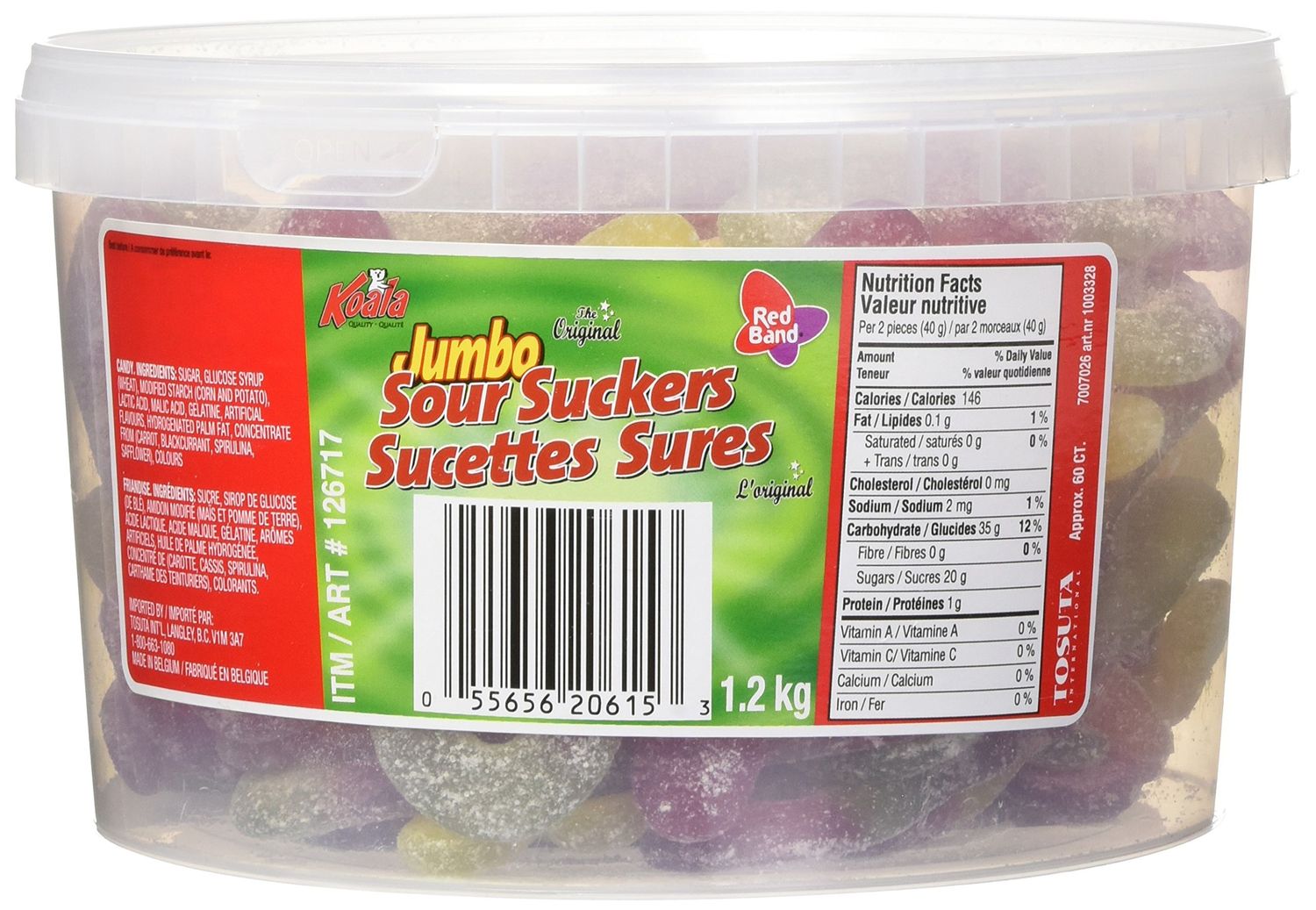 Koala Sour Suckers Gummy Candy, 1.2kg42.32oz 60 count