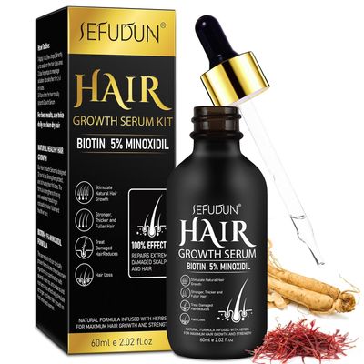 5 Minoxidil for Men and Women Hair Growth Oil, Minoxidil Hair Growth Serum Infused with Biotin for Hair Regrowth Treatment, Scalp Hair Loss Hair Thinning, Natural Hair Growth 2.02 oz