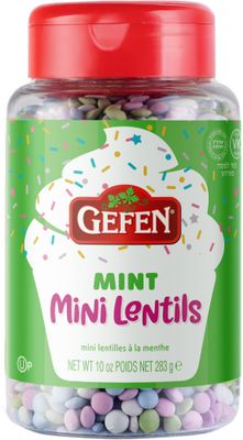 Gefen Mint Candy Coated Chocolate Lentils, 10oz Mini Chocolate Lentils for Baking and Decorating Corn Free Dairy Free Kosher (including Passover)
