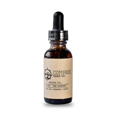 Compass Soap&#39;s The Journey - Natural Beard Oil for Men Beard Oil for Nourishment and Hydration Infused with Bay Leaf, Cedarwood Tobacco Best Beard Growth Oil for Men 1 fl. oz.