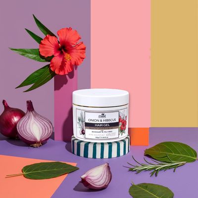 NATURAL ONION HIBISCUS HAIR GEL - Natural and Herbal, Promotes Scalp Health, Reduces Dry Flakes, Stimulates Hair Growth, Vegan, No Paraben, No Sulfate, 100 gram3.38 fl oz