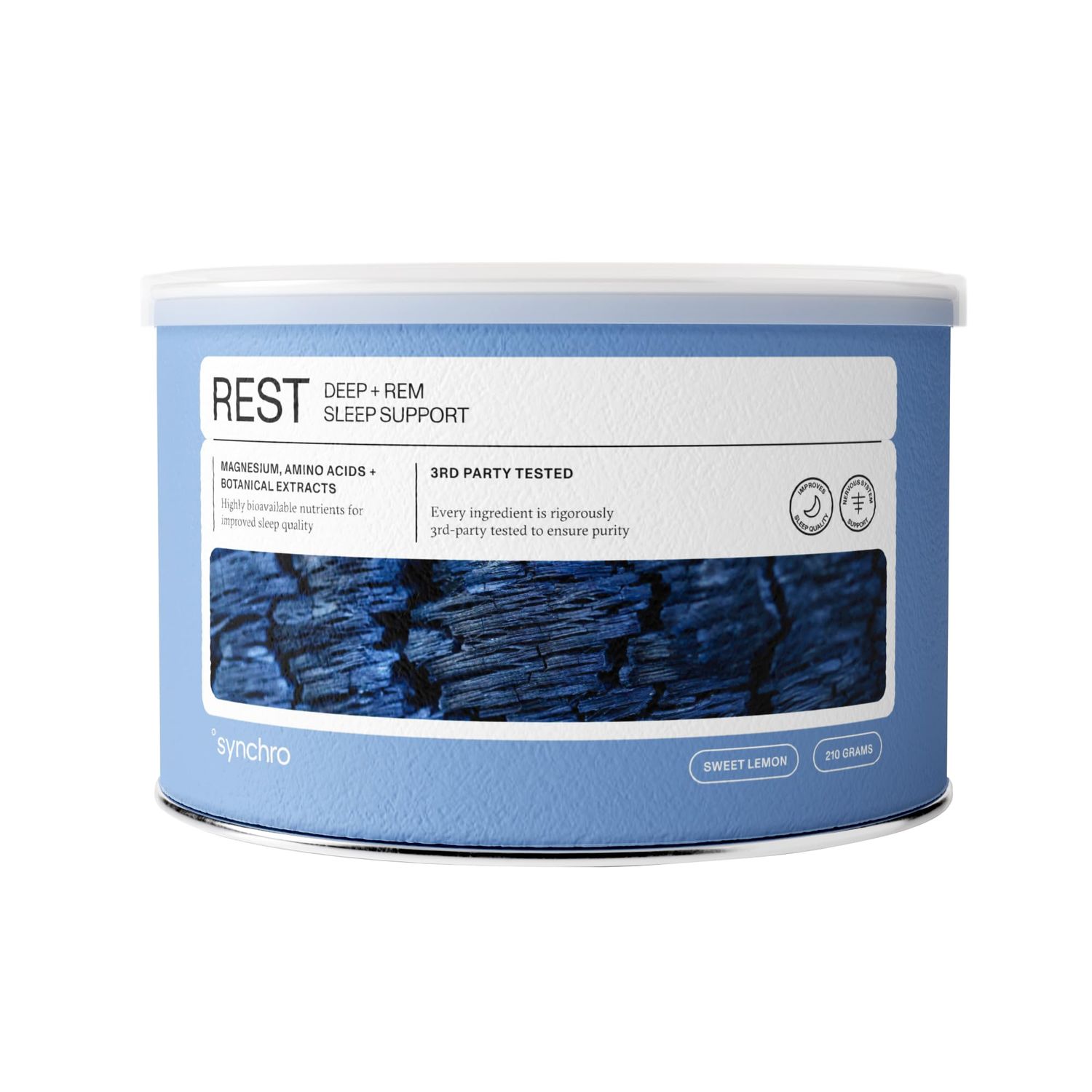 Synchro - Rest Sleep Supplements, Relaxing Sleep Aids for Adults, Powdered Magnesium Supplement for Deep Sleep Support, Nighttime Drink Sleep Supplement, Sweet Lemon Flavor, 210 Grams