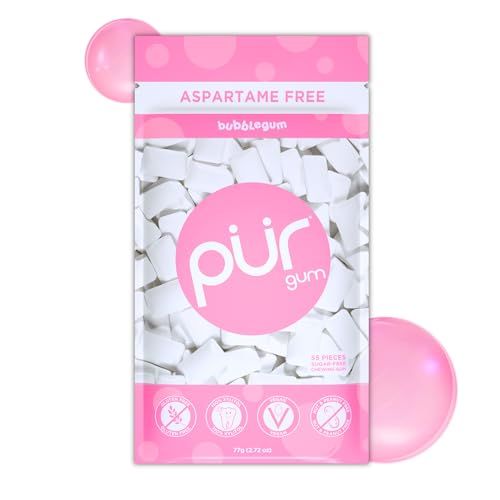 PUR Gum Aspartame Free Chewing Gum 100 Xylitol Natural Bubblegum Flavored Gum, 55 Pieces (Pack of 1)