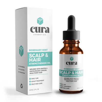 Generic Cura Health Rosemary Peppermint Hair Scalp Strengthening Serum, 2 Ounce, Blue