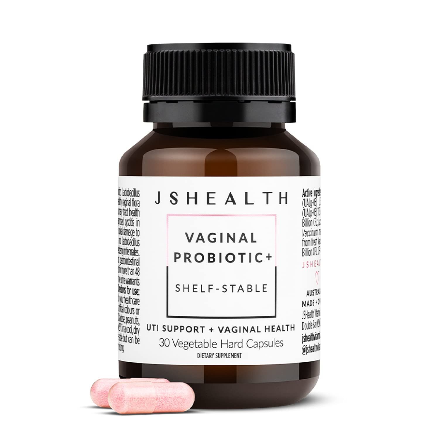 JSHealth Vitamins Vaginal Probiotic Supplement - Supports Urinary and Vaginal Health - Shelf Stable Yeast Infection Treatment for Women (30 Capsules)