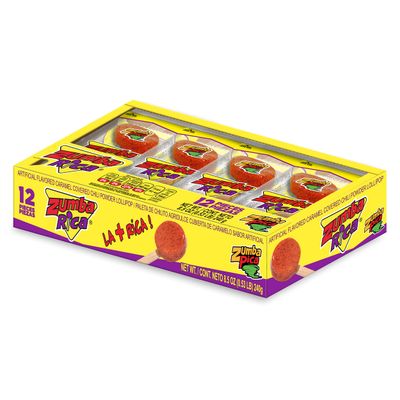 Zumba Rica Chilito Chili Powder Lollipop 12pcs - Lollipops with Chili Powder Cover with Caramel - Mexican Lollipop - Chili Powder Candy - Mexican Suckers with Chili Powder - Mexican Candy